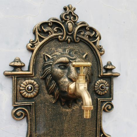 Antique Cast Iron Lion Head Roman Outdoor Wall Water Fountain With1 Tap ...