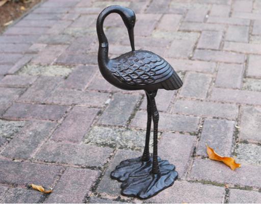 Garden Crane Statues Patina Heron Decoy, Standing Metal Crane Sculptures Bird Yard Art for Outdoor Decor