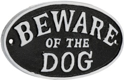 Shabby Chic Style Cast iron Signs be ware of dog sign