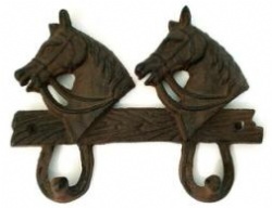 Antique Cast Iron Double Horse Heads Hook Wall Hooks