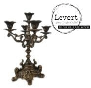 Antique Style Large Victorian Gold Painted Cast Iron 5 Candle Candelabra for Dinning Table,Ceremony, Wedding, Festivals