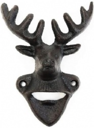 Cast Iron Antique Style Retro Deer Head Bottle Opener Vintage Rustic Style Wall Decoration Creative Item for Bar, Kitchen or Patio
