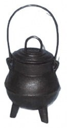 Cast Iron Cauldron with Lid and Handle - Perfect Incense Smudge Kit Sage Holder Altar Ritual Burning Holder