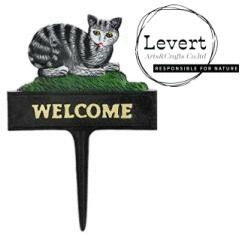 Cast Iron Welcome Stake Yard Cat Sign Stake Heavy Duty Yard Standing Welcome Ground Decorative Animal Sign