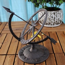 Vintage Armillary Style Cast Iron Garden Sundial