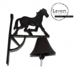 Wholesales Cast Iron Dinner Bell Walking Horse Distressed Brown