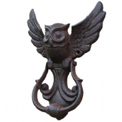 Winged Owl Cast Iron Door Knocker, Vintage Outdoor Gate Knocker Door Knobs for Garden Courtyard, Creative Front Door Knocker
